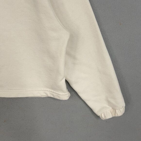 FP Beach Sweatshirt Womens Small Ivory Shawl Collar Pullover Cropped Made USA - Picture 4 of 15